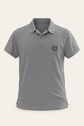 Colore: grigio — Polo in cotone a maniche corte, vista del capo, sfondo avorio, logo originale