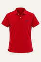 Colore: rossomoro — Polo in cotone a maniche corte, vista del capo, sfondo avorio, logo originale