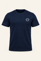 Colore: Blu — T-Shirt Leone, vista del capo, sfondo avorio, logo originale