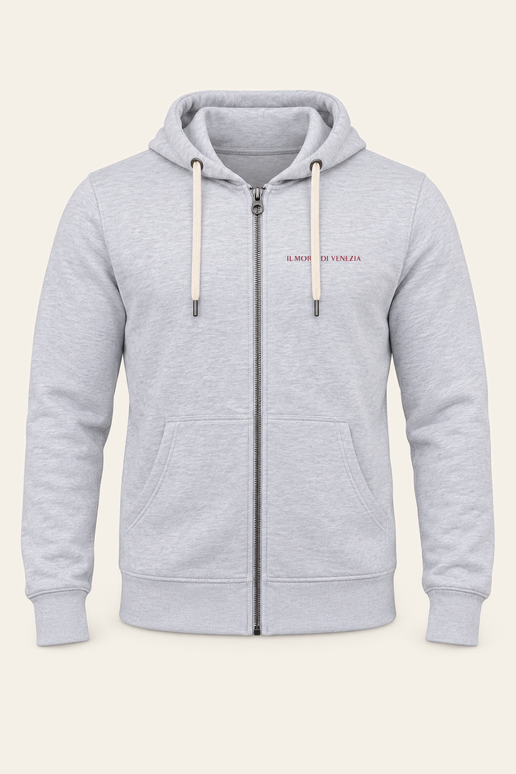 Colore: Grigio — Felpa con cappuccio e zip Il Moro di Venezia, solo capo, vista frontale