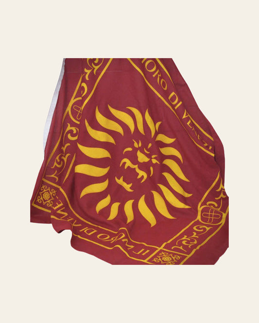 Bandiera ufficiale Il Moro di Venezia 50x50 cm, fondo rosso con Leone di San Marco dorato.