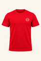 Colore: Rosso — T-Shirt Leone Il Moro di Venezia, vista del capo, sfondo avorio, grafica originale